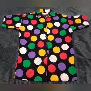 Vintage 80s Wear-Abouts by Sirena Polka Dot Women's OS Blouse Button UP Relax